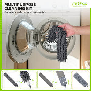 Extendable Feather Duster with Extension Pole 30 to 100 Inches, 11 Pcs Cleaning Kit with Microfiber Feather Dusters, Crevice Cleaning Brush, for Cobwebs, Blinds, Furniture, High Ceilings & Cars
